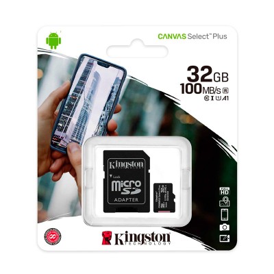 Memoria micro-SD Kingston Canvas Select, 32GB, UHS-I Speed Class 1 (U1), con Adaptador SD